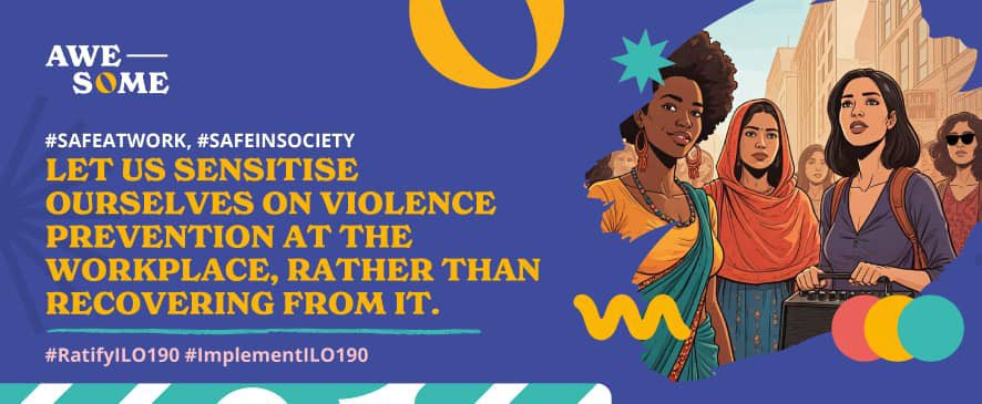 Today 7th October is recognized as the “World day for decent work”.

A global movement that focuses on prioritizing equal access to opportunities, a violence and harassment free workplace, economic security, human rights, preservation of dignity etc.

#ImplementILO190 #SafeAtWork