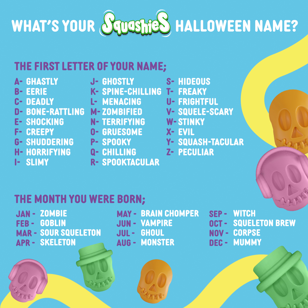 What's your Squashies Halloween name? Let us know in the comments below 👇🏻! 🎃💀🍬
