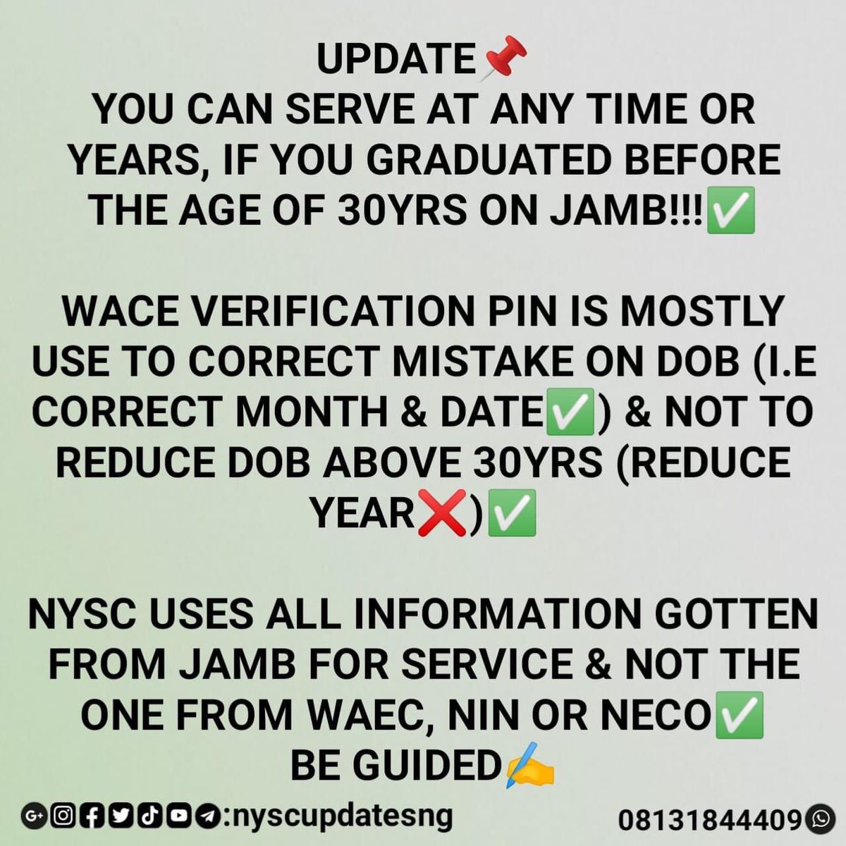nyscupdatesng's tweet image. BE GUIDED ✍️

#nyscupdatesng 
#nyscupdates.com