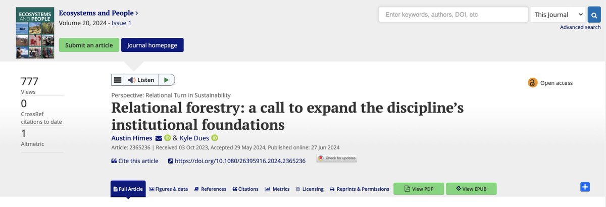 Ecosystems and People (@esandpeople) on Twitter photo 🌳 Learn how relational thinking can pave the way for a more inclusive, just, and sustainable future in forest management: tandfonline.com/doi/full/10.10… <a href="/forestryvalues/">Austin Himes</a> 🌱 (SP) 🌳 Learn how relational thinking can pave the way for a more inclusive, just, and sustainable future in forest management: tandfonline.com/doi/full/10.10… <a href="/forestryvalues/">Austin Himes</a> 🌱 (SP)