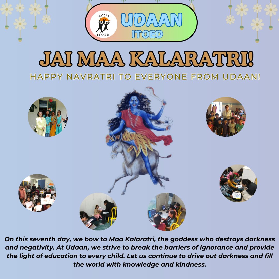 udaan4children's tweet photo. 🌌 Jai Maa Kalaratri!
The goddess who destroys darkness and negativity.
At Udaan, we break barriers of ignorance and light the path with education for all. 🌟📚
#MaaKalaratri #Navratri2024 #BreakTheDarkness #FightIgnorance #EducationForAll #EmpowerThroughKnowledge @Madhu_suri https://t.co/WuNxlto0V1