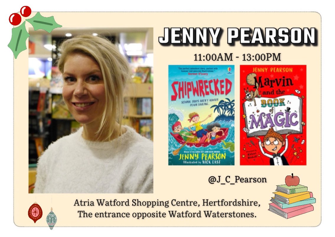 Watfordstones's tweet image. Meet Jenny Pearson @J_C_Pearson author of the brilliant #Shipwrecked / 11:00 - 13:00 Signing and dedicating copies.

School trips aren’t always plain sailing!

Sunday 24th November 2024

Inside @atriaWatford through the entrance opposite our store!
#WATFORDCHRISTMASBOOKFESTIVAL