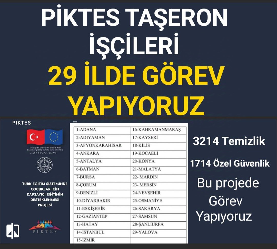 #PİKTES güvenlik ve temizlik çalışanları olarak 4 aydır işsiziz. Geçim sağlayamıyoruz. Başlama tarihimiz 1 Eylül'ken erteleniyor ve ne zaman başlayacağımızı bilmiyoruz. 
<a href="/Yusuf__Tekin/">Yusuf Tekin</a> <a href="/cengizmete/">Cengiz Mete</a> <a href="/CelileErenOKTEN/">Celile Eren ÖKTEN</a> <a href="/mebhbogm/">MEB Hayat Boyu Öğrenme Genel Müdürlüğü</a> <a href="/chnkvnc/">Cihan KIVANÇ</a> @Piktes2Projesi <a href="/EUDelegationTur/">AB Türkiye Delegasyonu🇪🇺EU Delegation to Türkiye</a>
<a href="/tcmeb/">Millî Eğitim Bakanlığı</a>