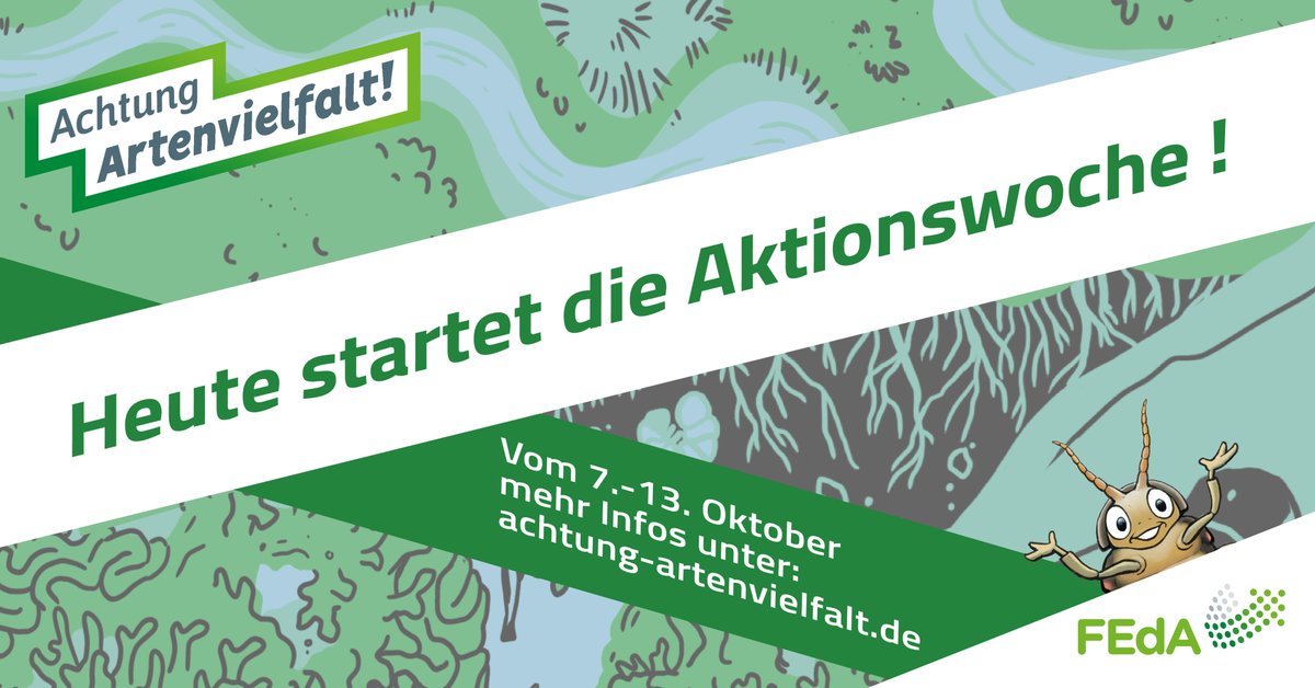 Heute geht es los! Zum vierten Mal startet unsere Aktionswoche #AchtungArtenvielfalt Wir haben auch in diesem Jahr ein spannedes Programm mit vielen Veranstaltungen rund um das Thema #Biodiversität

Den Veranstaltungskalender und alle Infos gibt es unter achtung-artenvielfalt.de