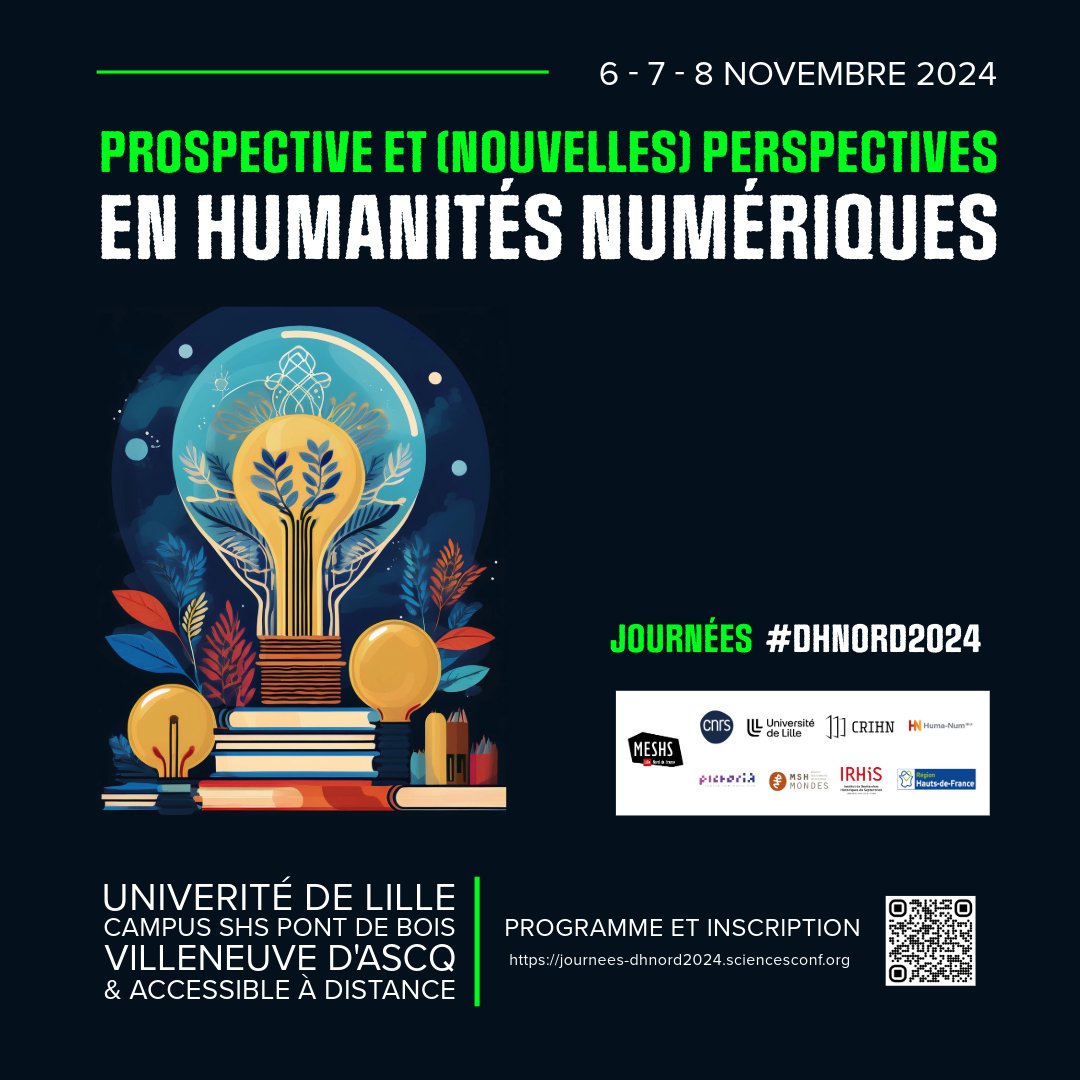 MESHS (@meshs_lille) on Twitter photo 📅 Rendez-vous du 6 au 8 novembre 2024 pour les #JournéesDHNord2024 "Prospective et (nouvelles) perspectives en humanités numériques"
📍Infos-inscription :
journees-dhnord2024.sciencesconf.org
<a href="/CNRS_HdF/">CNRS Hauts-de-France</a> <a href="/RechercheUlille/">Recherche - Université de Lille</a> <a href="/crihunum/">CRIHN</a> <a href="/Huma_Num/">Huma-Num</a> #PictorIA <a href="/MSH_Mondes/">MSH Mondes</a> <a href="/IRHiS_ULille/">IRHiS_ULille</a> <a href="/hautsdefrance/">Région Hauts-de-France</a> 📅 Rendez-vous du 6 au 8 novembre 2024 pour les #JournéesDHNord2024 "Prospective et (nouvelles) perspectives en humanités numériques"
📍Infos-inscription :
journees-dhnord2024.sciencesconf.org
<a href="/CNRS_HdF/">CNRS Hauts-de-France</a> <a href="/RechercheUlille/">Recherche - Université de Lille</a> <a href="/crihunum/">CRIHN</a> <a href="/Huma_Num/">Huma-Num</a> #PictorIA <a href="/MSH_Mondes/">MSH Mondes</a> <a href="/IRHiS_ULille/">IRHiS_ULille</a> <a href="/hautsdefrance/">Région Hauts-de-France</a>