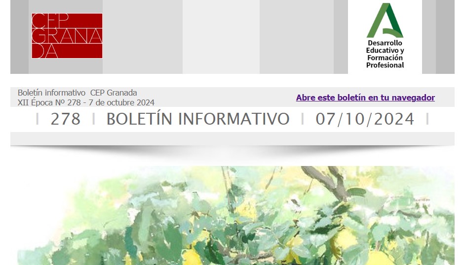 CONSULTA LAS ACTIVIDADES EN PLAZO DE INSCRIPCIÓN del <a href="/cepdegranada/">CEP de Granada</a>     I     Boletín 278    I     7 octubre 2024     I         ENLACE:    
trdpbgzw.cepgranada.org/web_version/08…
<a href="/DG_IFP/">DG de Innovación y Formación del Profesorado</a> <a href="/FormacProfAnd/">Servicio de Planes de Formación</a>
#boletincepgranada #cursoscepdegranada