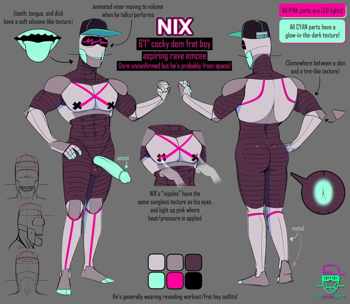 NIXXXBOT's tweet image. Been using this sketch as an updated NIX ref for a while. About time for a public release!

FAQ: if anyone wants to make art of any of my characters you&apos;re more than free to, make it as SFW or NSFW as you want ❤️ (if it&apos;s NIX be sure to make him a JERK)