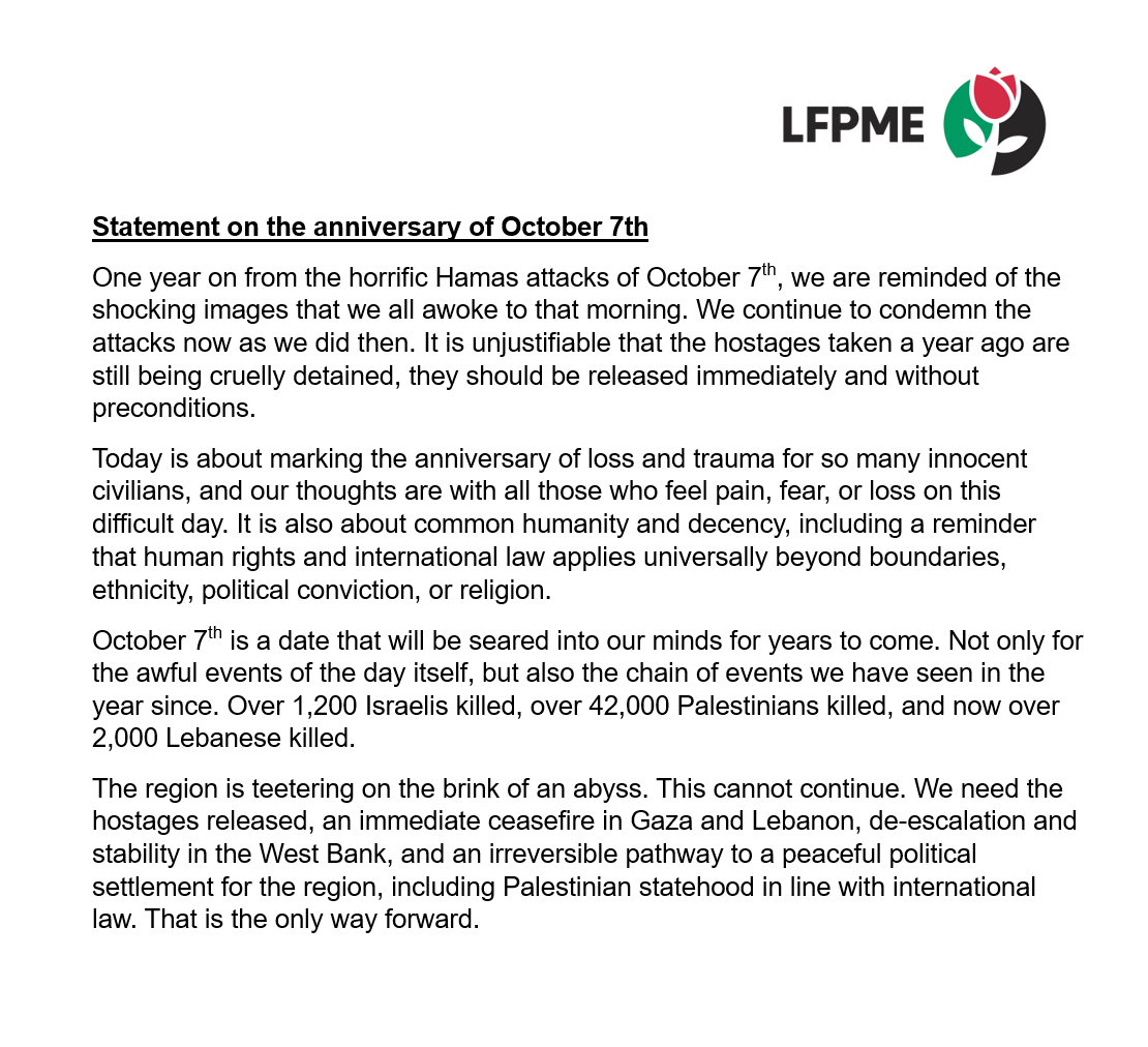 Our statement on the anniversary of October 7th
👇 and in 🧵

[1/8]