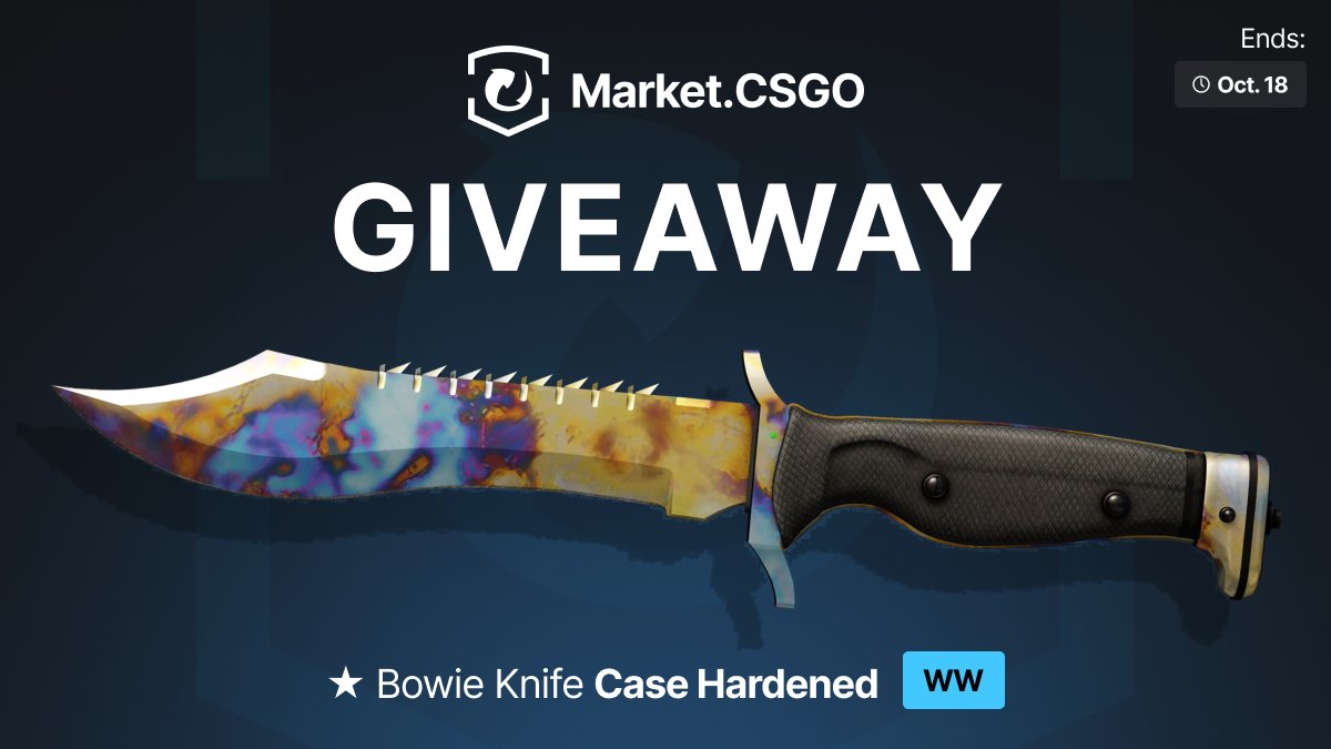 MarketCSGO's tweet image. 💎 Bowie Knife Case Hardened WW GIVEAWAY 💎

How to Enter:
1️⃣ Follow @MarketCSGOcom
2️⃣ Retweet this post
3️⃣ Tag at least one teammate in the comments

⏰ Ends on Oct. 18
💥 Don't miss your chance to win this Bowie Knife! Good luck, everyone!