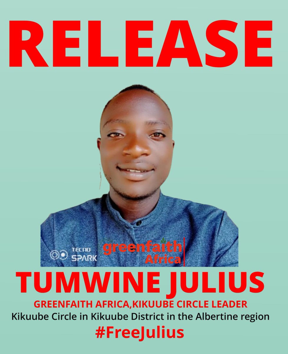 Tumwine Julius was arrested by officer in charge on Friday 4th /10/2024 at Kaseeta Police in Kikuube District in Uganda . He is blamed  of creating awareness on Climate change in the area by the profit Makes. <a href="/KagutaMuseveni/">Yoweri K Museveni</a>  <a href="/JanetMuseveni/">Janet K. Museveni</a> <a href="/greenfaith_us/">greenfaith_us</a> <a href="/AfiegoUg/">AFIEGO</a> <a href="/COTFONE/">COTFONE Community Transformation FoundationNetwork</a>