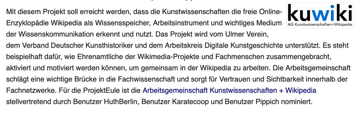 Danke für die Nominierung zur ProjektEule #WikiCon
de.wikipedia.org/wiki/Wikipedia… #kuwiki