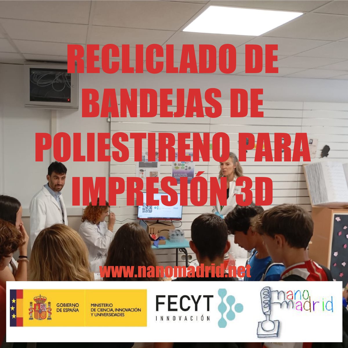 El pasado 7 de julio de 2024, estuvimos en la Feria de la Ciencia en el IES Arquitecto Ventura Rodríguez, donde compartimos un emocionante taller sobre un método innovador para reciclar bandejas de poliestireno expandido. ♻️✨
 ¡Una manera divertida de cuidar el planeta! 🌱