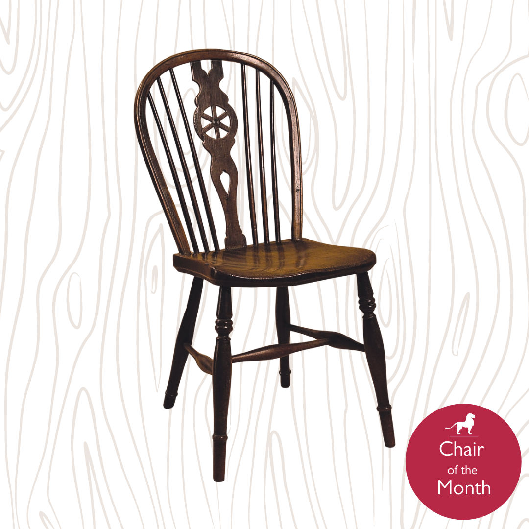 WycombeMuseum's tweet photo. 🪑 CHAIR OF THE MONTH FOR OCTOBER🪑 

Chair of the Month for October is the Jessop Chair. It is a typical Wycombe-made Wheelback Windsor chair, made in about 1840. It has an elm seat, beech legs and ash bow. https://t.co/g8dve894k8