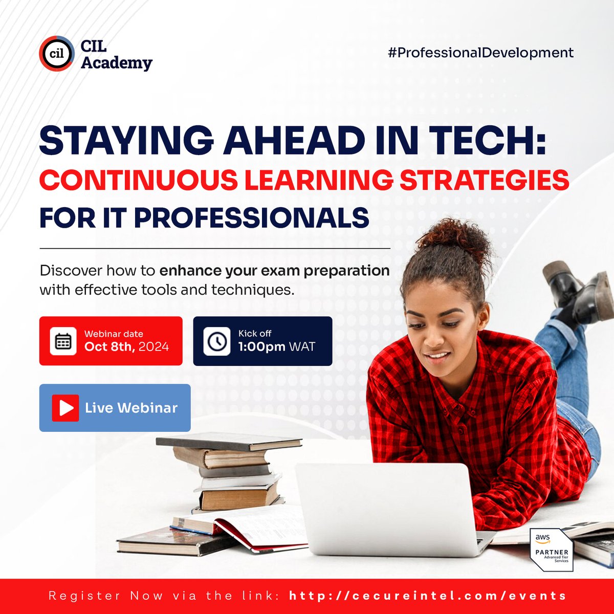 cil_academy's tweet image. Don&apos;t miss our webinar &quot;Continuous Learning Strategies for IT Professionals&quot; on Oct 8, 1 PM WAT. Learn to stay ahead in tech, whether you&apos;re new or experienced. Register: webinars.cecureintel.com/meeting/regist…

#ContinuousLearning #ITCertifications #TechSkills