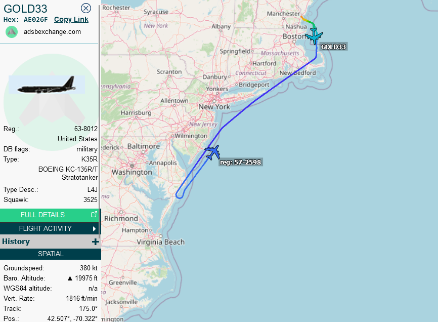SirListenalot's tweet photo. #GOLD23 is with (what seem to be six) #F15's #TABOR71. #KC135 #AE026F #GOLD33 departed Pease for the second cell of "MO"s #TABOR81 https://t.co/1Md2EGTyiC