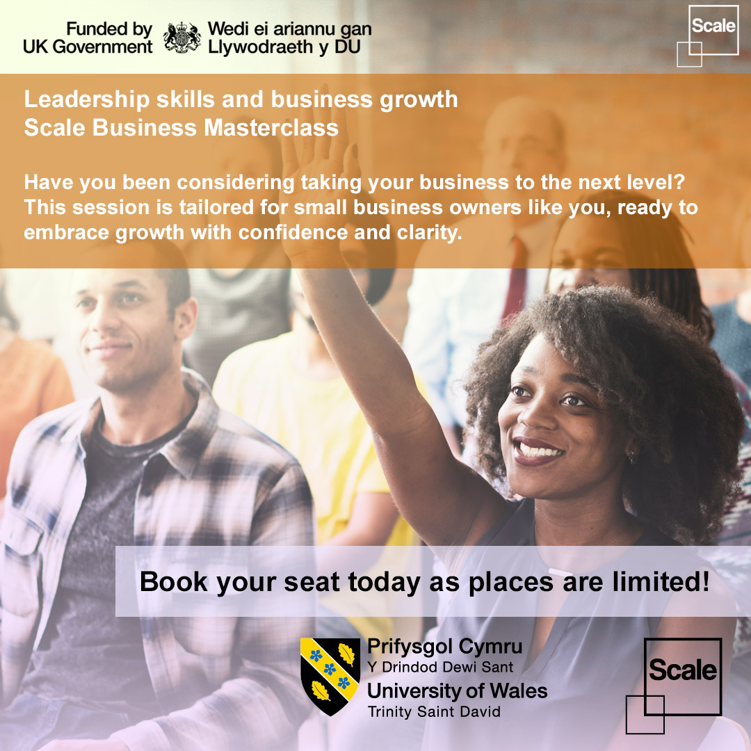 ScaleUWTSD (@scaleuwtsd) on Twitter photo Unlock the potential of your business with our latest masterclass!
"Leadership skills and business growth"
Join us for a FREE <a href="/ScaleUWTSD/">ScaleUWTSD</a> workshop on 15/10/24
Info & book: bit.ly/3WdVy2I
Project info: uwtsd.ac.uk/scale
#Swansea #FreeWorkshop Unlock the potential of your business with our latest masterclass!
"Leadership skills and business growth"
Join us for a FREE <a href="/ScaleUWTSD/">ScaleUWTSD</a> workshop on 15/10/24
Info & book: bit.ly/3WdVy2I
Project info: uwtsd.ac.uk/scale
#Swansea #FreeWorkshop