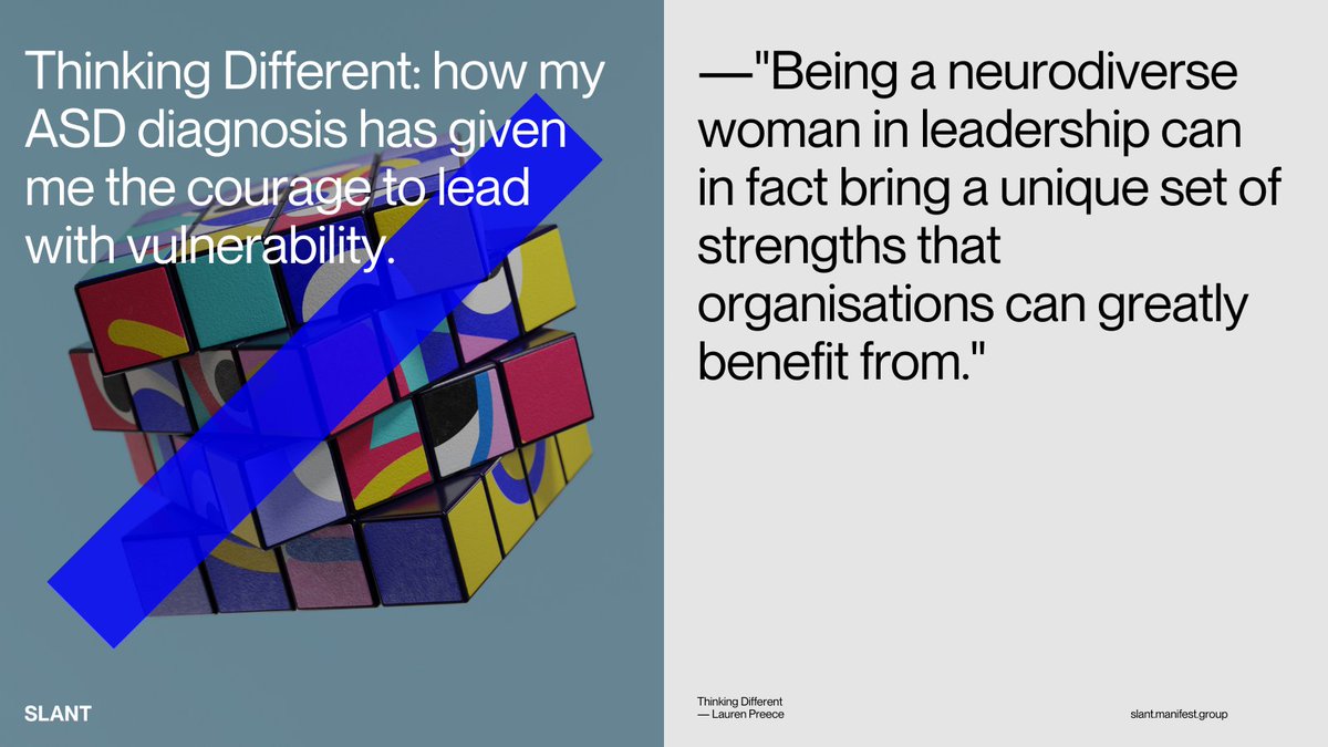 In her latest Slant article, Manifest Brand Director, Lauren Preece talks candidly about her recent ASD diagnosis and how she's leaned into it to become a better, more vulnerable, leader.

slant.manifest.group/thinking-diffe…