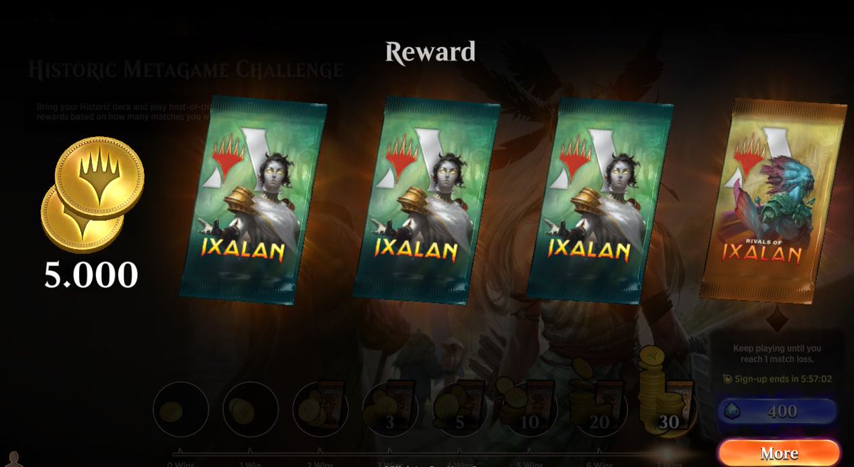 Another 7-0 in #Historic #Metagame #Challenge with Auras! I went from farming packs to farming gold! 🪙
Btw it's a shame the sideboard bug is still there!💢 I have been affected 3 times, losing a final because of it and winning the same in the other two! DO SOMETHING, PLEASE!! ☠️