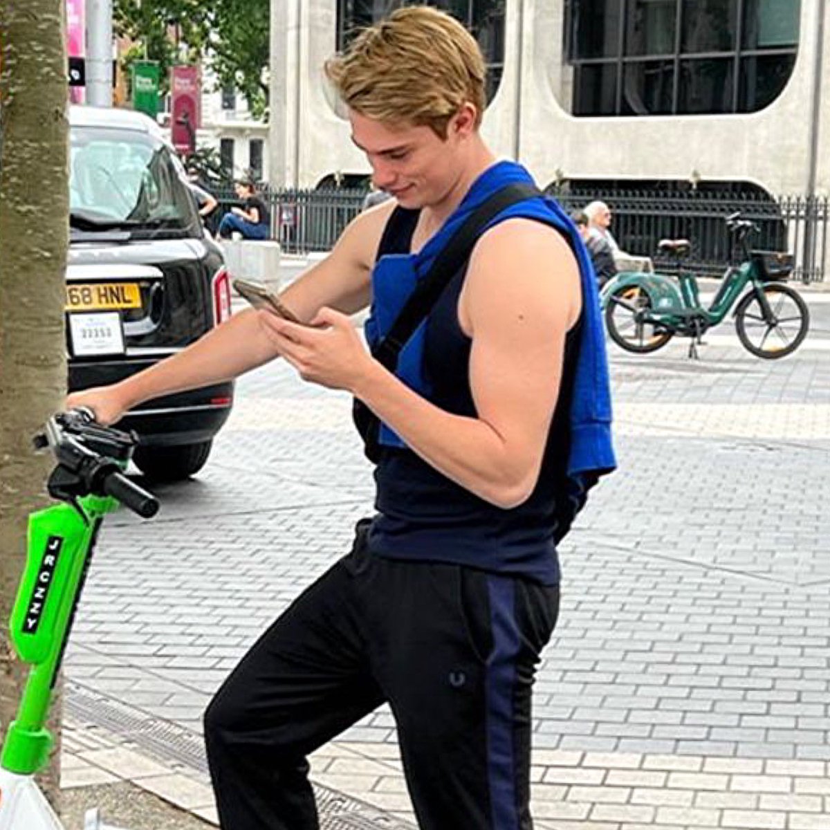 just them in matching outfits.