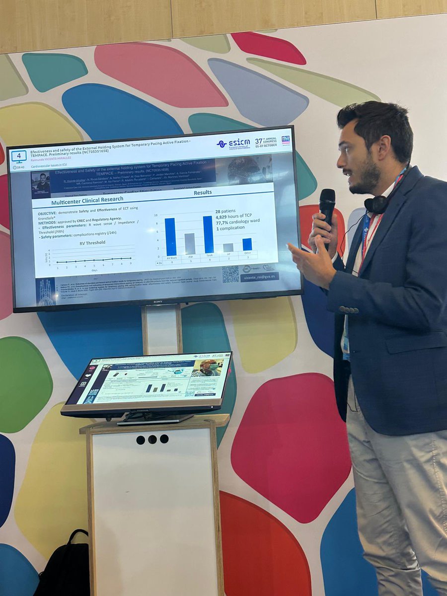 Today we have presented TEMPACE preliminary results at <a href="/ESICM/">ESICM</a> Annual Congress

⁃28 patients
⁃More than 4.500 hrs of temporary cardiac stimulation 
⁃77% of the time outside ICU (no movement restriction)
⁃1 complication 

Safety and effectiveness results for KronoSafe
