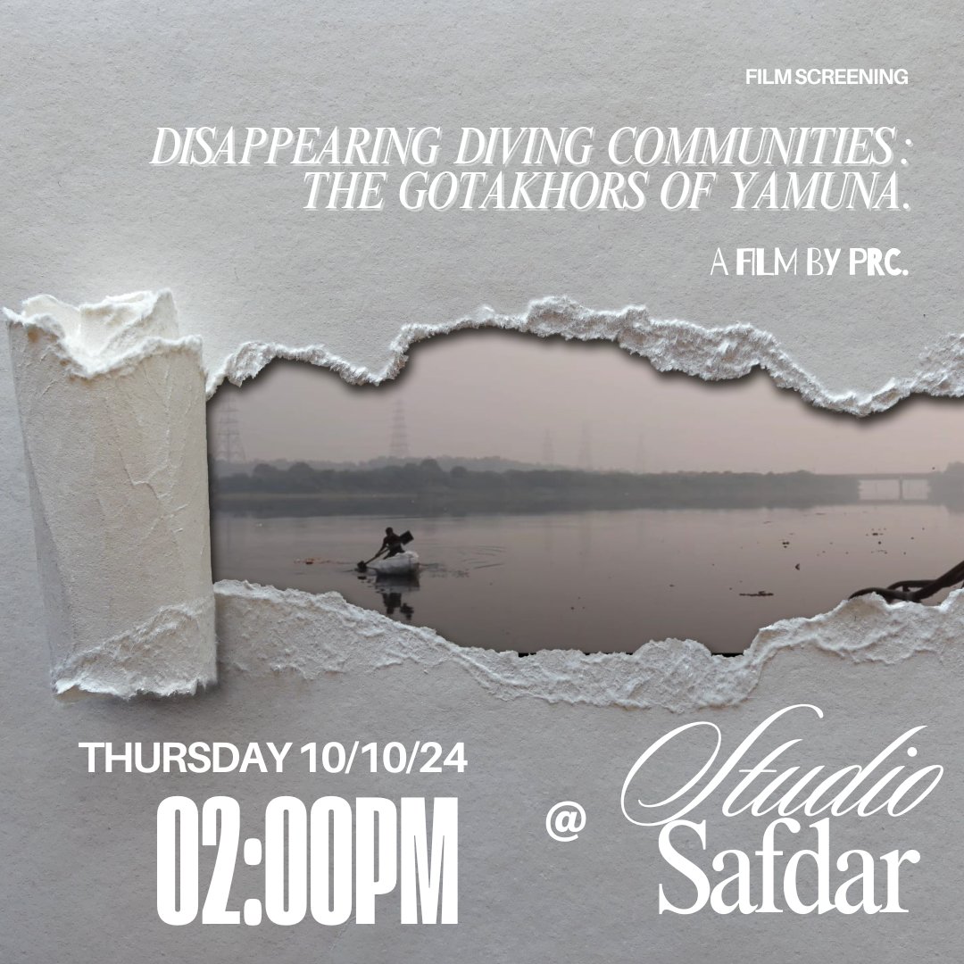Join us this for the screening of Disappearing Diving Communities at <a href="/StudioSafdar/">Studio Safdar</a> 

Time: 2 pm
Date: 10th October, 2024

#Rivers #yamuna #gotakhors