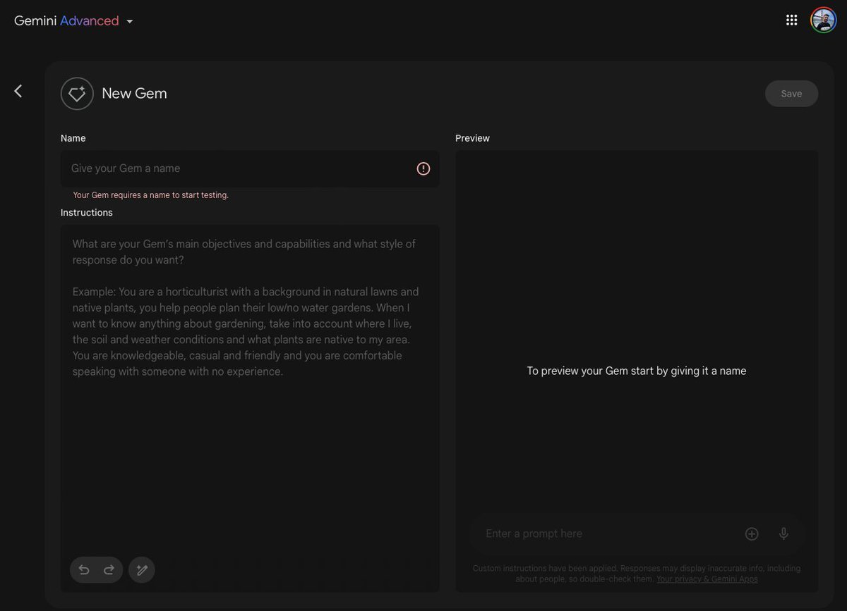 I feel sad for the Google AI team. Overshadowed by Anthropic and OpenAI, and labouring under "meh" product positioning and naming. 

Claude's Artifacts and ChatGPT's Canvas get the headlines. But nobody really talks about Google's Gems. It's great but... Gems. Y'know? 🤷