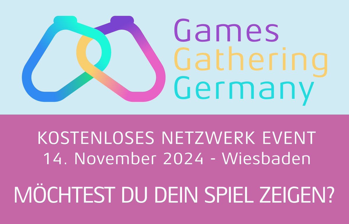 Du bist Entwickler/Entwicklerin aus Hessen oder beyond und möchtest dein Spiel zeigen?
Dann kontaktiere uns per DM oder via eMail unter info@gamesgatheringgermany.com

Die erste Ausgabe findet am 14. Nov bei <a href="/AssembleTeam/">Assemble Entertainment 🎮</a> in Wiesbaden statt. Kostenlose Tickets unter