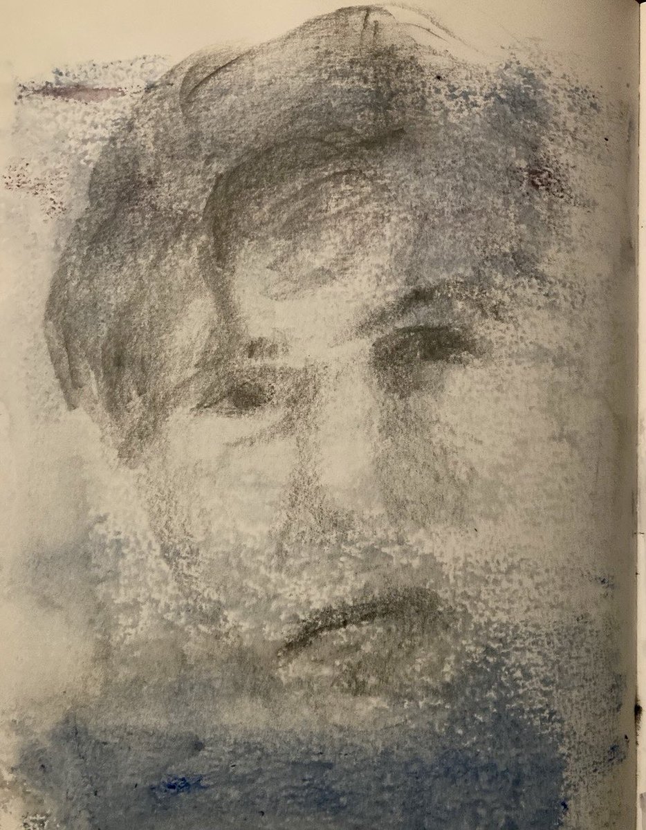 NicholaScrutton's tweet photo. One from an early session. #sketchbook #drawing #drawingisfree #sketching #shortposes #fastsketch #faces #portrait https://t.co/Cc69ZznNXY