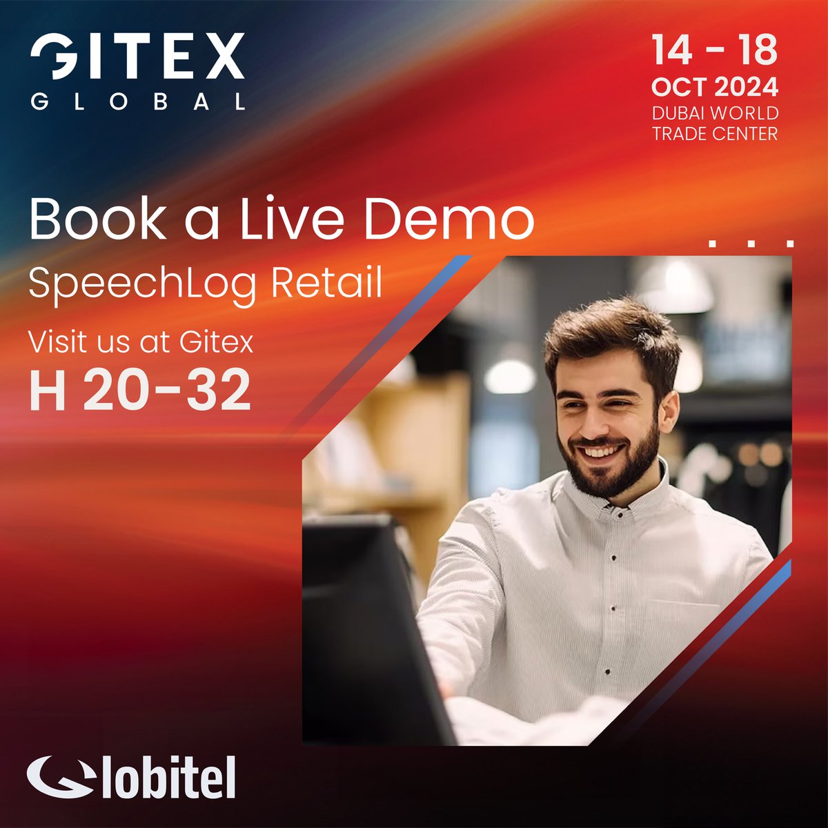 globitel_int's tweet photo. Pass by our booth at GITEX 2024 for a live demo and discover how SpeechLog Retail can improve the quality of face-to-face engagements, ensure compliance, and elevate your customer service.

#CustomerService #AI #DigitalTransformation #SpeechLogRetail #Globitel #GITEX2024 https://t.co/sazv3ekFdk