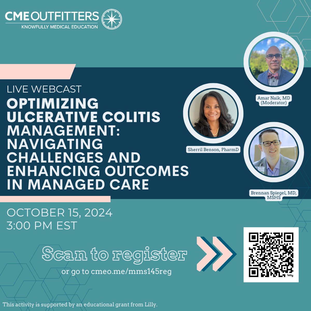 CME Outfitters (@cmeoutfitters) on Twitter photo 🚨 Are you aware of the economic impact of delayed UC treatment?
Join <a href="/ibdnaik/">Amar S. Naik, MD</a>, Sherril Benson, PharmD, and <a href="/BrennanSpiegel/">Brennan Spiegel, MD, MSHS</a> on 10/15/2024 at 03:00 PM EST to assess cost-effective UC care strategies.
Earn FREE CME/CE:
cmeo.me/mms145reg
#UC #ManagedCare #CME #MedEd #FOAMed 🚨 Are you aware of the economic impact of delayed UC treatment?
Join <a href="/ibdnaik/">Amar S. Naik, MD</a>, Sherril Benson, PharmD, and <a href="/BrennanSpiegel/">Brennan Spiegel, MD, MSHS</a> on 10/15/2024 at 03:00 PM EST to assess cost-effective UC care strategies.
Earn FREE CME/CE:
cmeo.me/mms145reg
#UC #ManagedCare #CME #MedEd #FOAMed