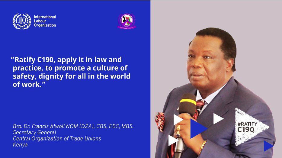 Egline_Samoei's tweet image. The Central Organization of Trade Unions (COTU) in Kenya has led efforts to improve workplace safety by advocating for stricter Occupational Safety and Health (OSH) regulations.

However, let&apos;s urge the Kenyan government to ratify ILO C190!
#SafeAtWork #RatifyC190