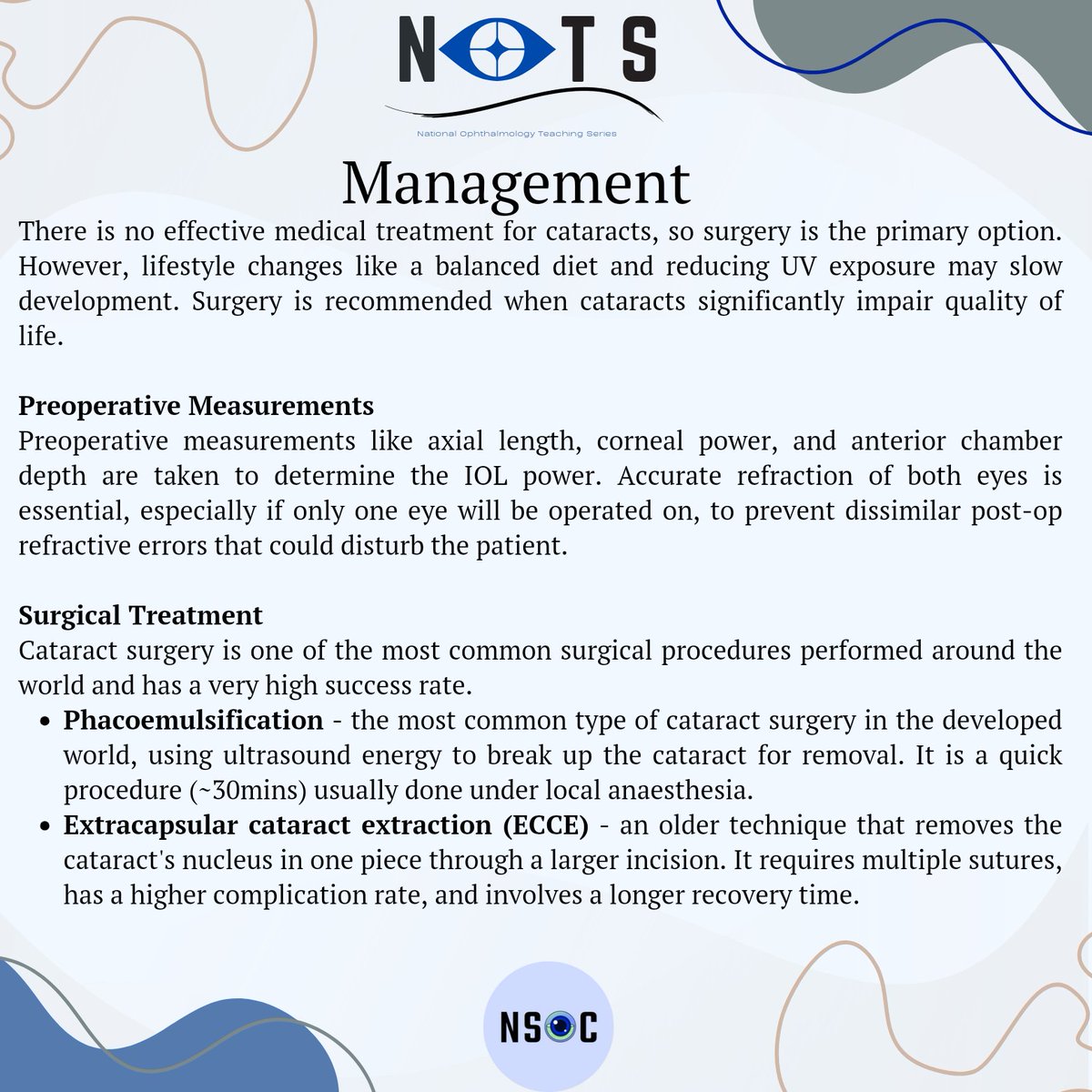 NatOphthalTeach's tweet photo. We are back with another of our fact sheets, this time on cataracts, which is still unfortunately one of the leading causes of blindness in the developing world. 

Keep a look out for our fact sheets which will be posted every 2 weeks ☺️

Author: Amelia Rees https://t.co/rrUd31KEzw
