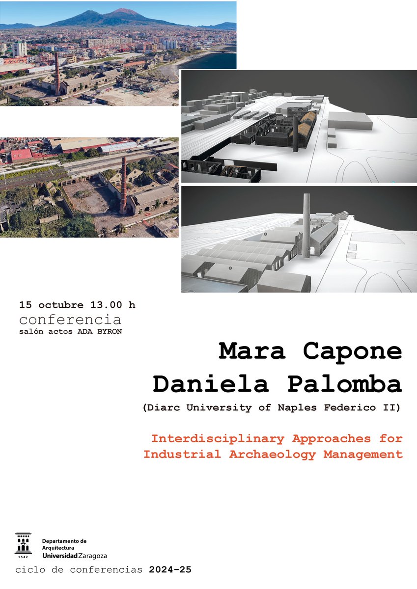 El próximo martes 15, a las 13h, las profesoras Mara Capone y Daniela Pomba de la Universidad Federico II de Nápoles impartirán la charla "Interdisciplinary Approaches for Industrial Archaeology Management" y presentarán su trabajo sobre el antiguo complejo Corradini en Nápoles.