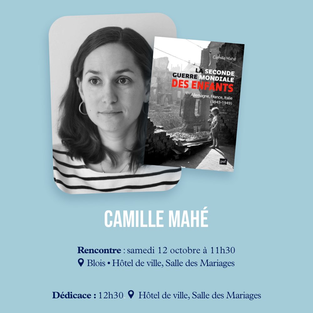 🏰 #Blois #RVH2024
La Seconde Guerre mondiale des enfants : France, Allemagne, Italie, 1943-1949 avec <a href="/CamMahe/">Camille Mahé</a>
Modération de <a href="/EtienneAugris/">Etienne AUGRIS</a>, auteur <a href="/LelephantRevue/">l'éléphant La revue</a>
📅 Samedi 12 octobre à 11h30
👉 rdv-histoire.com/programme/la-s…