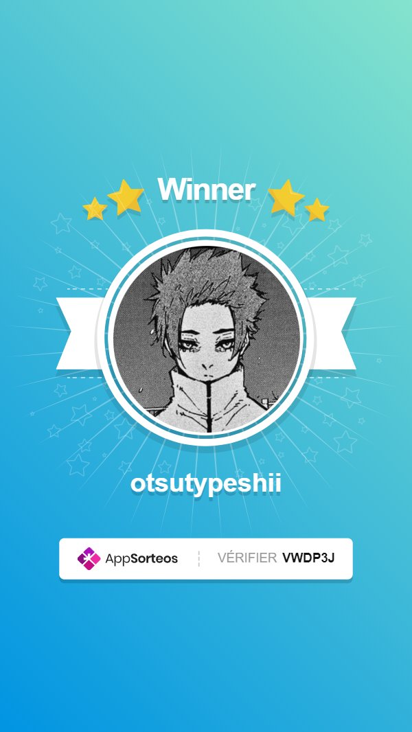 🎉 Félicitations à <a href="/otsutypeshii/">TYPE SHIT</a>, le grand gagnant de mon giveaway ! 🎉

Merci à tous pour votre participation et restez connectés pour plus de surprises à venir ! 🎁

Vérifiez le tirage ici : app-sorteos.com/w/VWDP3J