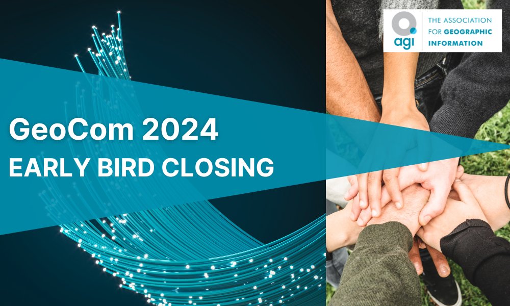 Early bird closes for #GeoCom24 tonight at midnight!

Prices start at just £25 for eligible students and AGI members can achieve a discount on list prices of more than 30%.

'Connecting Communities; the Geospatial Perspective' 

Register your place🔗agi.org.uk/geocom/