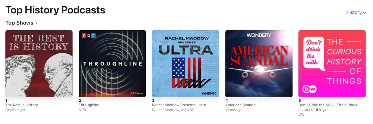 Don't Drink the Milk is in the top 5 history podcasts in the US!!! Ain't that amazing?

Listen to our damn cool pod here: lnkd.in/eRg4JiGf

with <a href="/RachelStewart04/">Rachel Stewart</a> @srmBAKER and Charli Shield