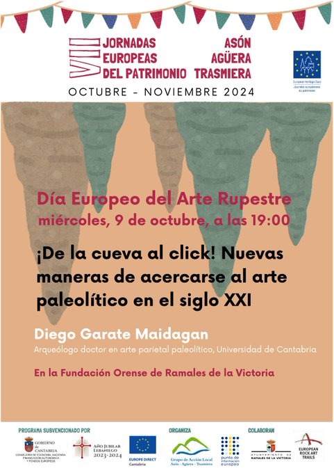 PreGraphity (@pregraphity) on Twitter photo NEWS! El miércoles 9 de octubre, con motivo del #DíaEuropeodelArteRupestre, nuestro compañero <a href="/GarateDiego/">Diego Garate</a> impartirá la conferencia "¡De la cueva al click! Nuevas maneras de acercarse al arte paleolítico en el siglo XXI"
Salón Actos Fundación Orense
#RamalesdelaVictoria
19:00h NEWS! El miércoles 9 de octubre, con motivo del #DíaEuropeodelArteRupestre, nuestro compañero <a href="/GarateDiego/">Diego Garate</a> impartirá la conferencia "¡De la cueva al click! Nuevas maneras de acercarse al arte paleolítico en el siglo XXI"
Salón Actos Fundación Orense
#RamalesdelaVictoria
19:00h