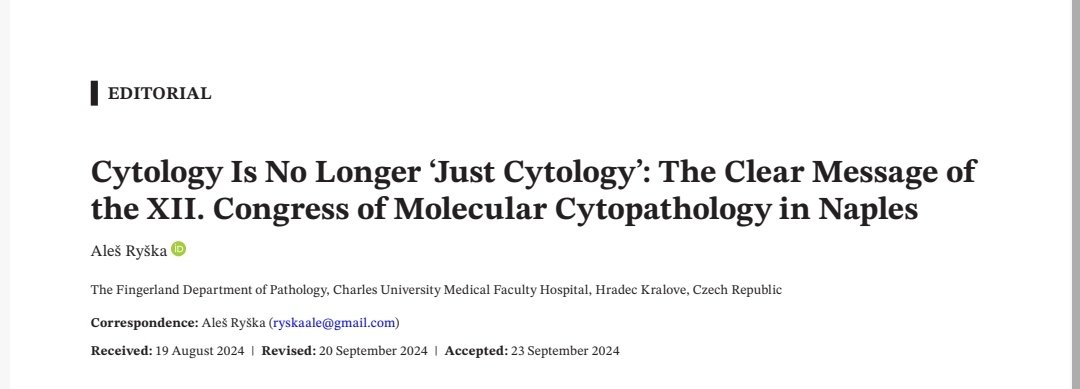 Mariantonia Nacchio (@mariantonianac1) on Twitter photo Wonderful editorial by Prof. <a href="/ryskaale/">Ales Ryska</a> describing the innovative message of the 12th #Molecular #Cytopathology congress, held last year in Naples!🌋
onlinelibrary.wiley.com/doi/full/10.11…
What are you waiting for to sign up for the new Molecular Cytopathology? 😎
molecularcytopathology.net/#:~:text=It%20…. Wonderful editorial by Prof. <a href="/ryskaale/">Ales Ryska</a> describing the innovative message of the 12th #Molecular #Cytopathology congress, held last year in Naples!🌋
onlinelibrary.wiley.com/doi/full/10.11…
What are you waiting for to sign up for the new Molecular Cytopathology? 😎
molecularcytopathology.net/#:~:text=It%20….