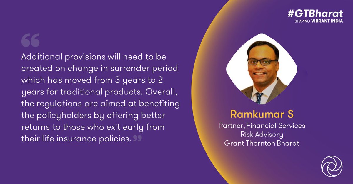 GrantThorntonIN's tweet image. New surrender value norms are set to significantly enhance policyholder benefits. Our leader, Ramkumar S, highlights the transformative impact of these changes on legacy insurance products. 

Read : brnw.ch/21wNwxU
#InsuranceReforms #InsuranceIndustry #LifeInsurers