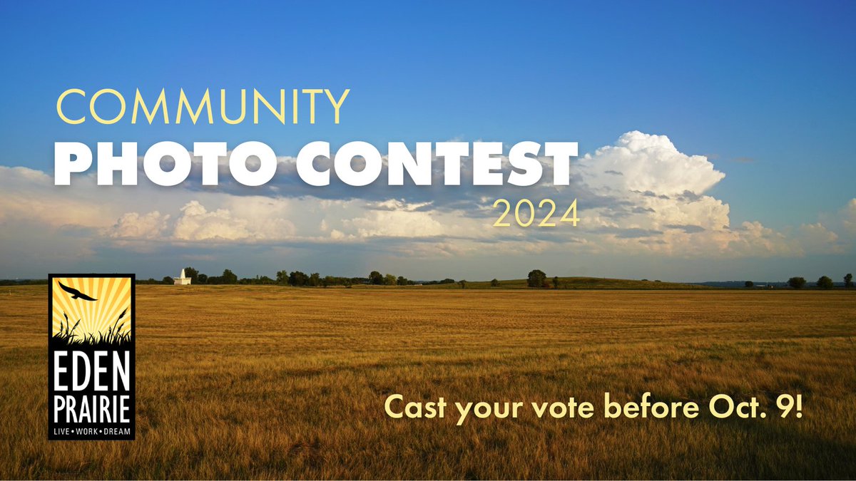 You have TWO MORE DAYS to cast your vote in our 2024 photo contest!

If you haven’t already done so, visit our Facebook page to look through the finalists.  The 3 photos with the most “likes” by noon this Wed., Oct. 9, will win 1st, 2nd and 3rd place! 

facebook.com/CityofEdenPrai…