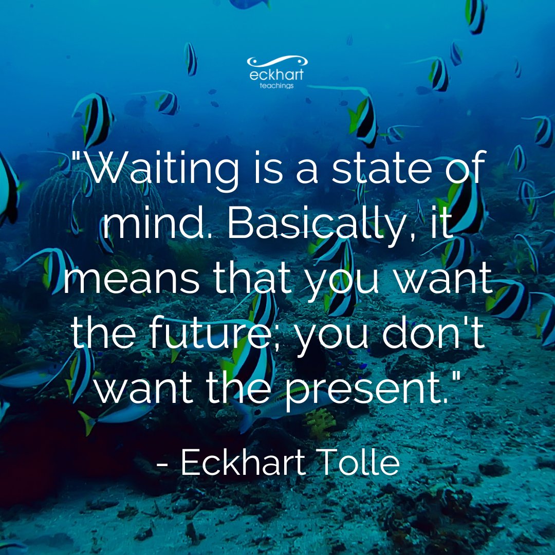 EckhartTolle's tweet photo. "Waiting is a state of mind. Basically, it means that you want the future; you don't want the present."  - Eckhart Tolle https://t.co/T0PON6VsQ7