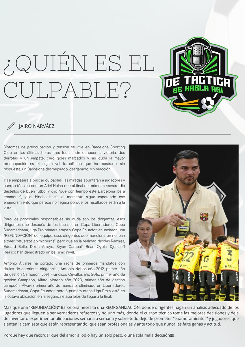 EDITORIAL | Quién es el culpable de la crisis amarilla y del fracaso en este 2024??
📝 <a href="/JairoPaul18/">Jairo</a>