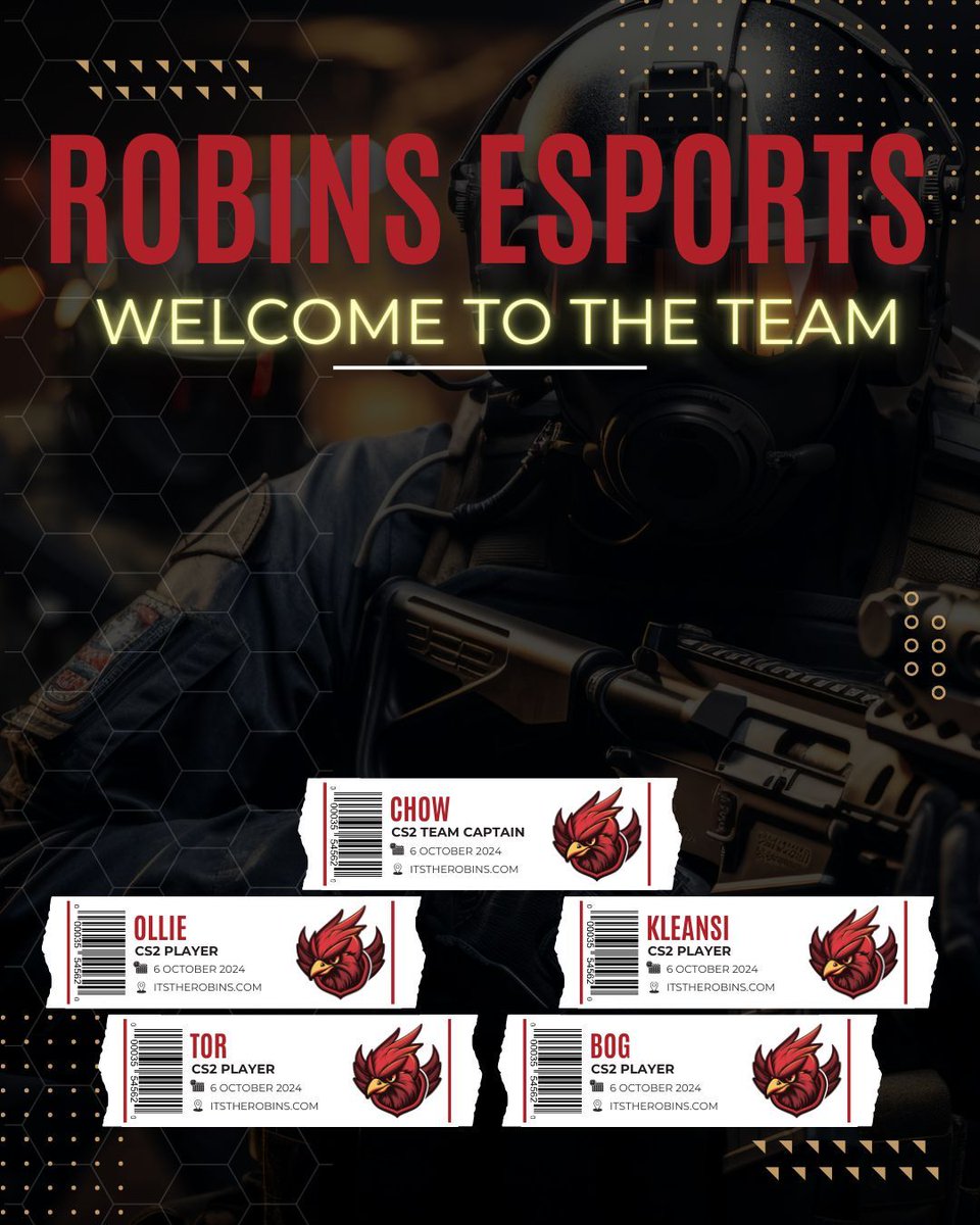 Robins Esports (@robinsgg_) on Twitter photo Our newest team announcement comes in from #CS2!
We'd like to welcome the old Arise team into Robins Esports. We'll be looking forward to competing in <a href="/UKICircuit/">UK & Ireland Circuit</a> Division 2 and Intermediate <a href="/ESEA/">ESEA League</a>!
<a href="/Ch0wTV/">_Chow</a> ๐ด๓ ง๓ ข๓ ฅ๓ ฎ๓ ง๓ ฟ
<a href="/boggersCS/">bog</a> ๐ด๓ ง๓ ข๓ ฅ๓ ฎ๓ ง๓ ฟ
<a href="/0llie_cs/">0llie</a> ๐ด๓ ง๓ ข๓ ท๓ ฌ๓ ณ๓ ฟ
@tor_cs2 ๐ธ๐ช
@Kleansi ๐ต๐น Our newest team announcement comes in from #CS2!
We'd like to welcome the old Arise team into Robins Esports. We'll be looking forward to competing in <a href="/UKICircuit/">UK & Ireland Circuit</a> Division 2 and Intermediate <a href="/ESEA/">ESEA League</a>!
<a href="/Ch0wTV/">_Chow</a> ๐ด๓ ง๓ ข๓ ฅ๓ ฎ๓ ง๓ ฟ
<a href="/boggersCS/">bog</a> ๐ด๓ ง๓ ข๓ ฅ๓ ฎ๓ ง๓ ฟ
<a href="/0llie_cs/">0llie</a> ๐ด๓ ง๓ ข๓ ท๓ ฌ๓ ณ๓ ฟ
@tor_cs2 ๐ธ๐ช
@Kleansi ๐ต๐น