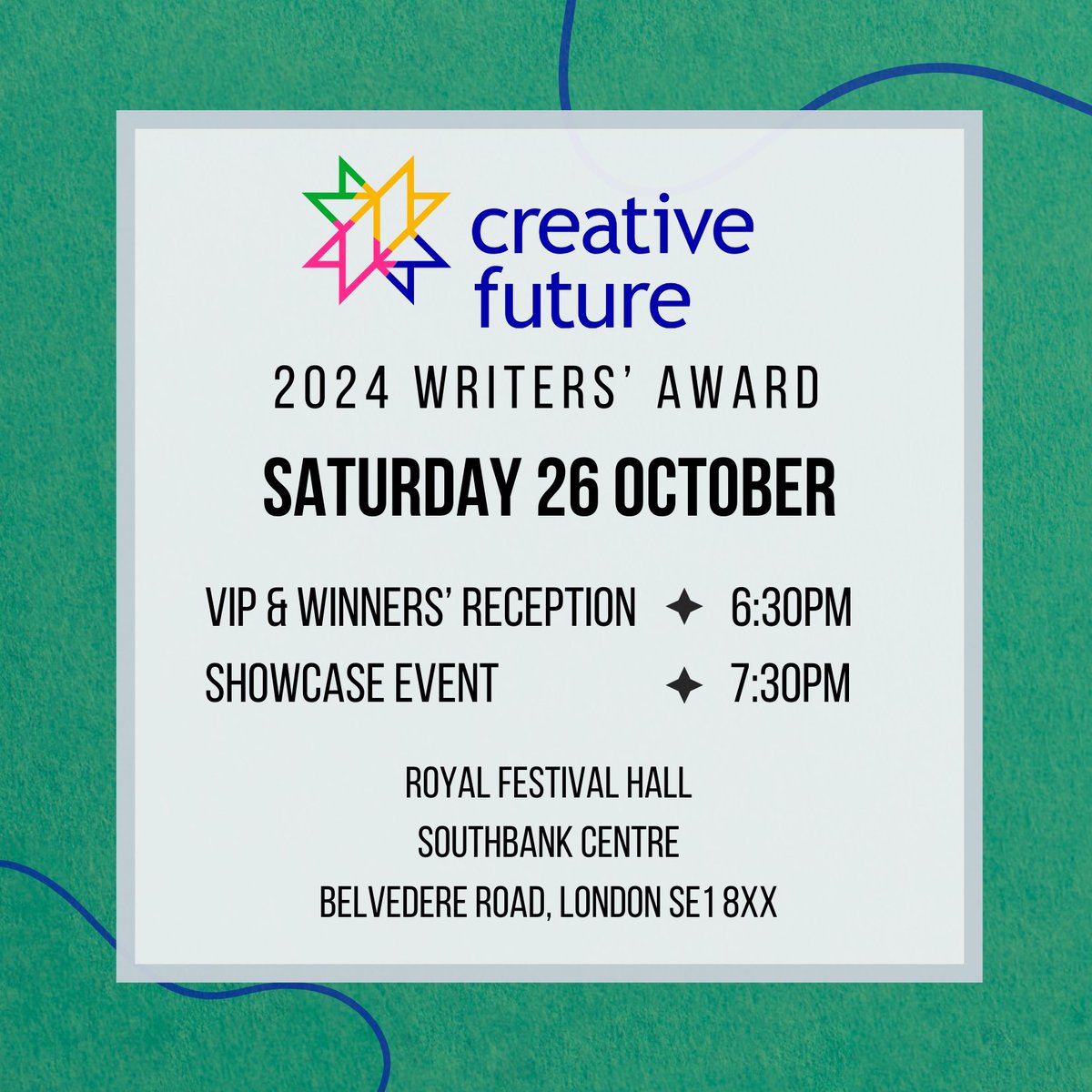 CreativeF_uture's tweet image. Our 2024 Creative Future Writers’ Award showcase of underrepresented writers is hosted by Wayne Holloway-Smith and Nina Mingya Powles at the Southbank Centre, part of London Literature Festival.⁠
⁠
Book your ticket: southbankcentre.co.uk/whats-on/creat…

#LondonLiteratureFestival