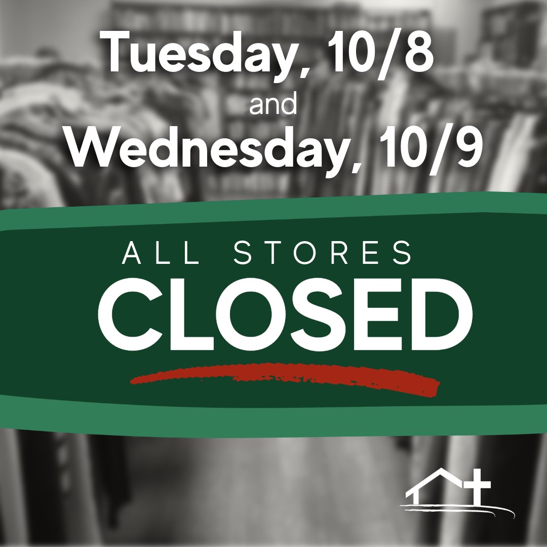 All Jericho Thrift Stores will be closed tomorrow and stay closed through Wednesday.

Additionally, our Tuesday food distribution is canceled for this week.

We pray you all stay safe.