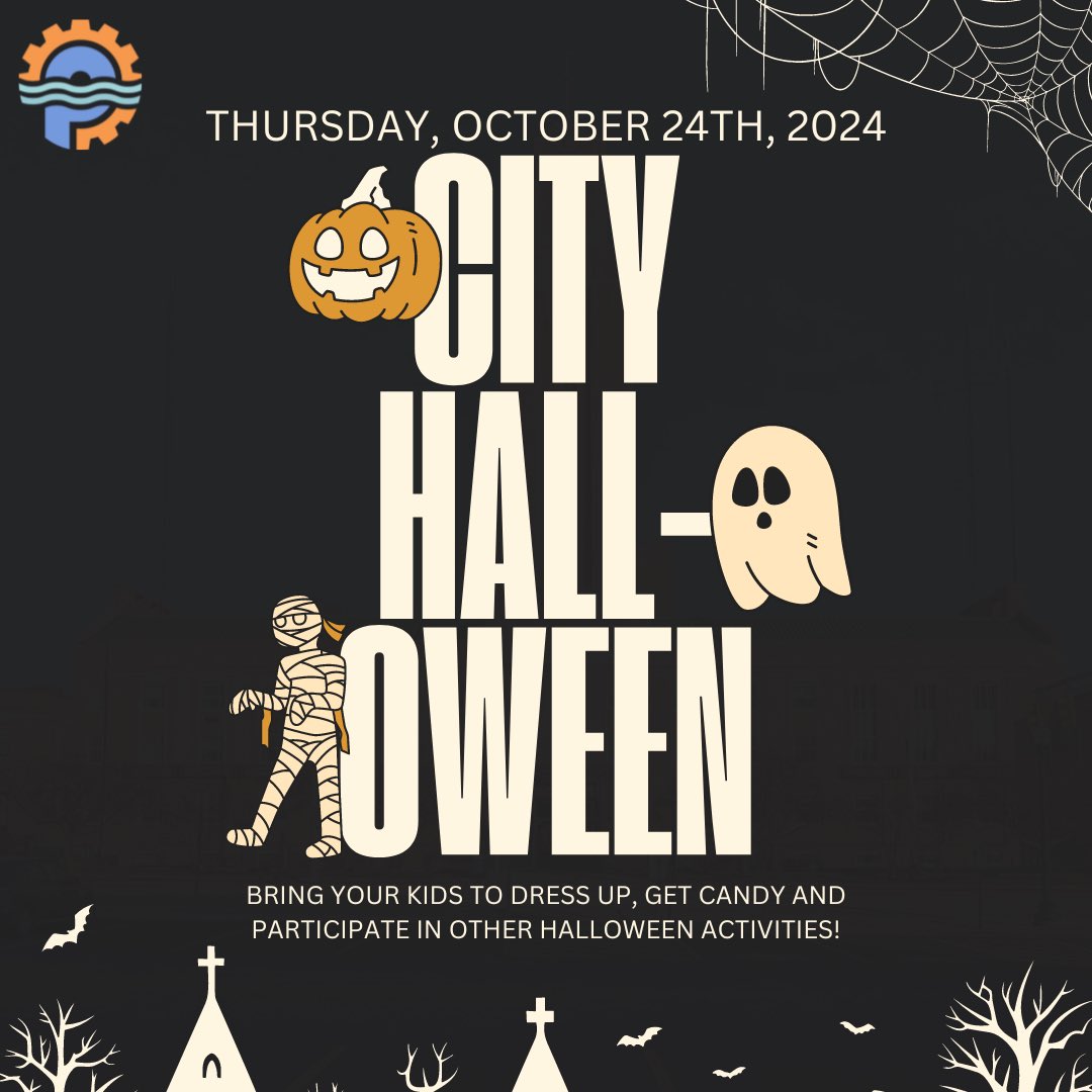 🎃👻 Get ready for a spooky time at City Hall-oween! 👻🎃
Join us Thursday, October 24th, 2024, for a fun-filled event at Pawtucket City Hall! Bring your little ones to dress up, collect candy, and enjoy other Halloween-themed activities. 🎃👻