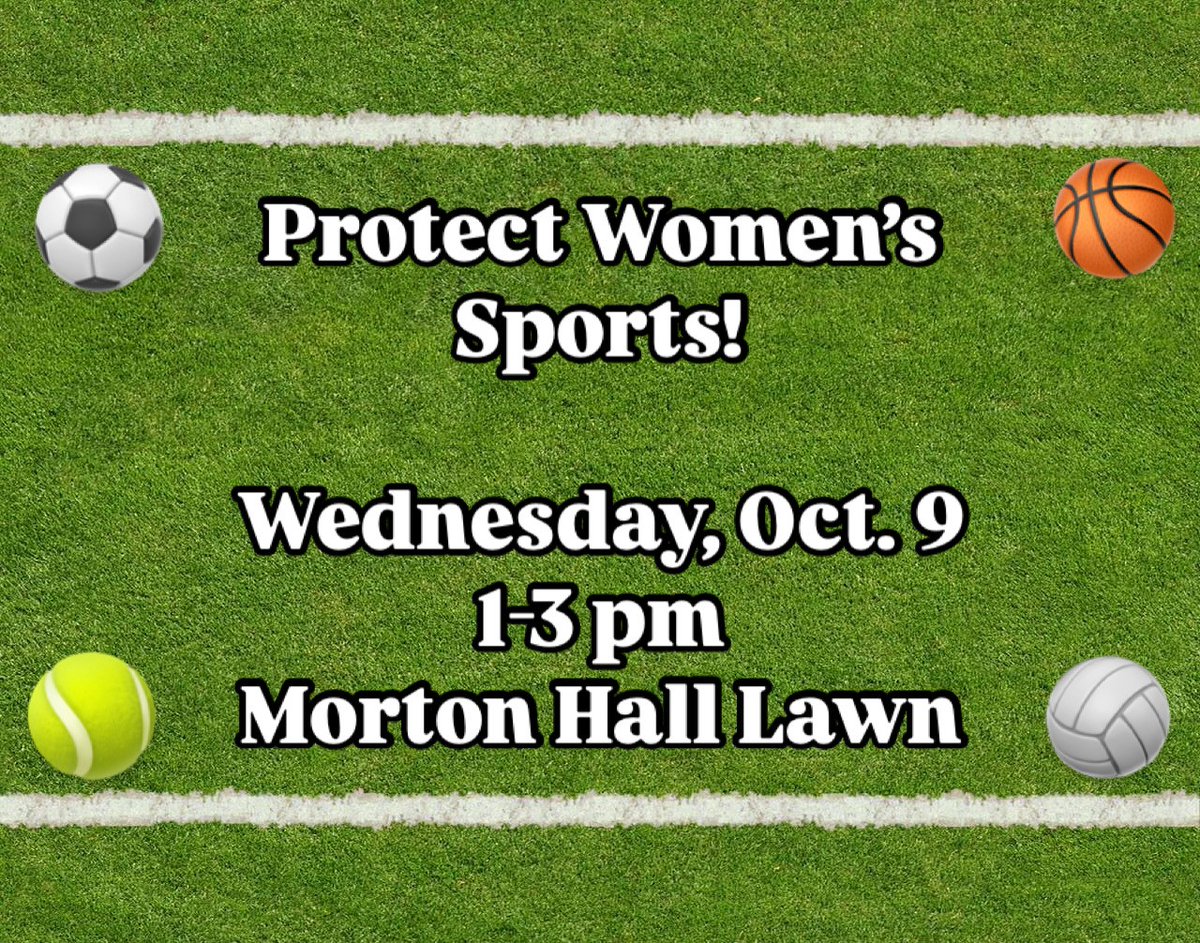 uah_tpusa's tweet photo. Join TPUSA on Morton Lawn to learn about women's sports and the ways to protect them. We'll have a baseball throwing competition as well! https://t.co/Dvnp1Qqxe8