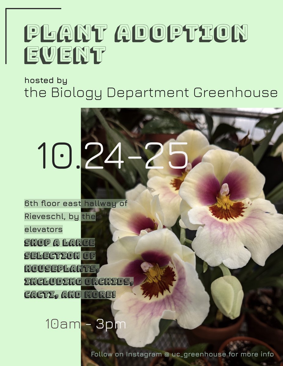 Join us on October 24 to adopt a new plant from the Biology Department Greenhouse!