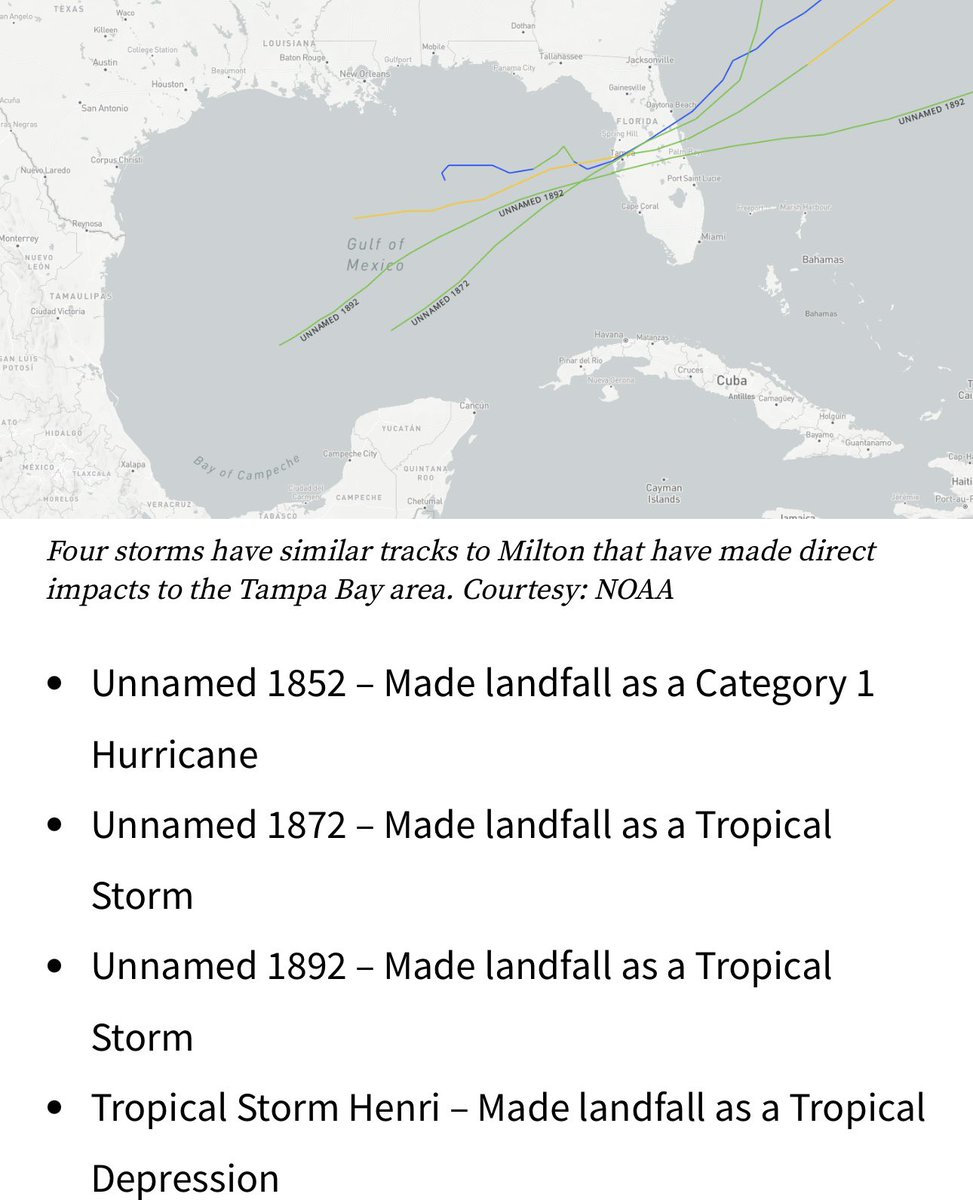 realstewpeters's tweet photo. Hurricane Milton is targeted geo-engineered storm being used as a weapon. 

Only four storms in history have made a similar path. NONE were serious hurricanes and most were in the 1800’s. 

Hurricanes don’t develop in the western Gulf of Mexico and head straight east on a beeline path to Florida.